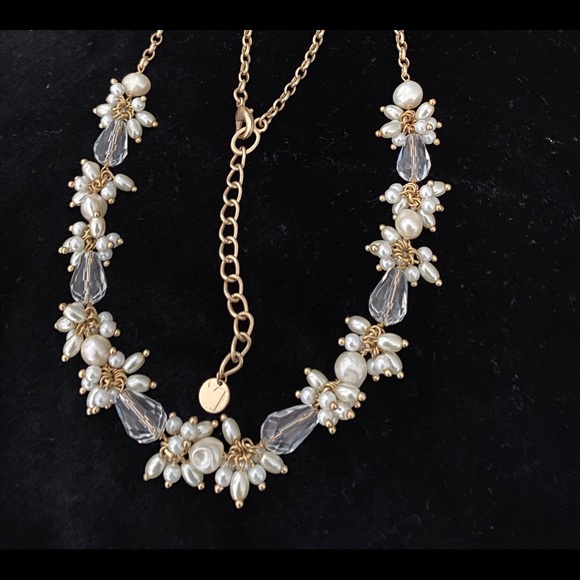 14k plated pearl and crystal necklace - Picture 1 of 3